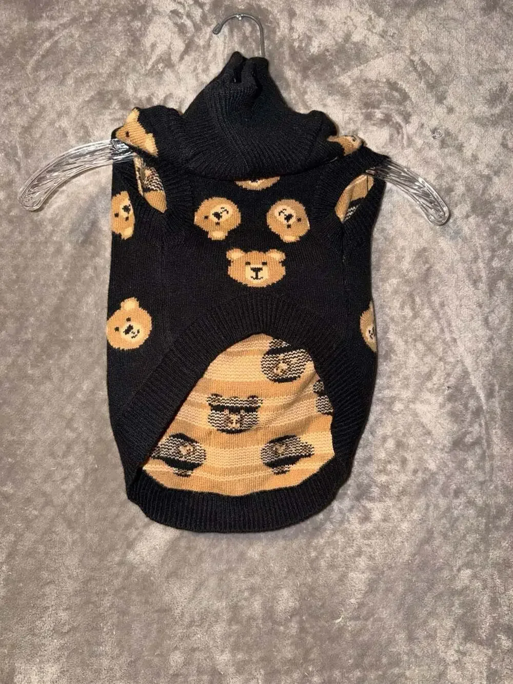 Spark Paws Broken Teddy Bear Knit Dog Sweater Size 2XL Black